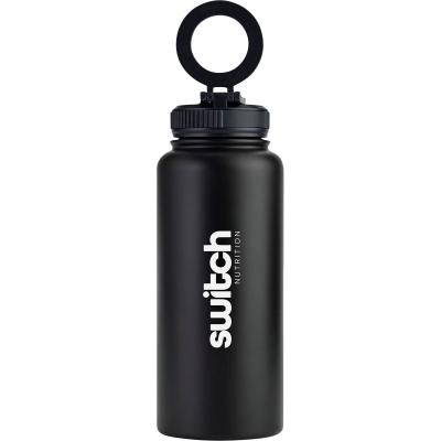Stainless Steel Water bottle with Phone Mount Black 1L