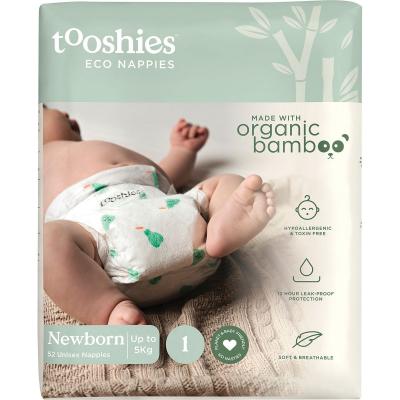 74% Organic Bamboo Nappies Size 1 Newborn 3-5kg 2x52pk