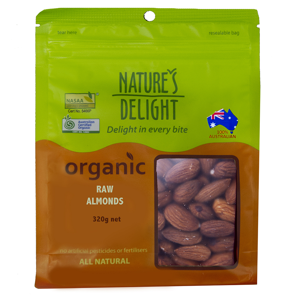 Nature's Delight Organic Raw Almonds 325g Nature's Delight Organic Raw Almonds 325g