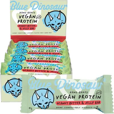 Blue Dinosaur Hand-Baked Vegan Protein Bar Peanut Butter & Jelly 12x45g