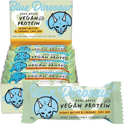 Blue Dinosaur Hand-Baked Vegan Protein Bar Peanut Butter & Caramel Choc 12x45g