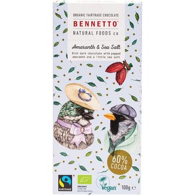 Bennetto Organic Dark Chocolate Amaranth & Sea Salt 13x100g