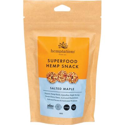 2die4 Live Foods Hemptations - Superfood Hemp Snack Salted Maple 80g