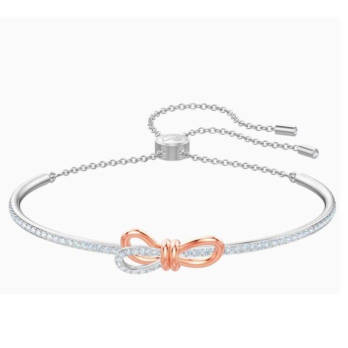 Swarovski Lifelong Bow bangle Bow 5447079 - White, Mixed metal finish White - Click Image to Close
