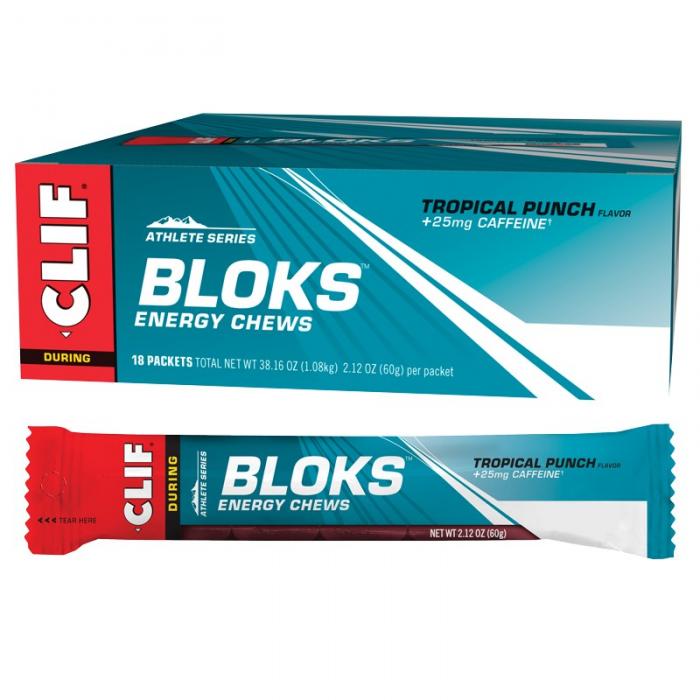 Clif Bloks Energy Chews Tropical Punch (25mg Caffeine) 18x60g