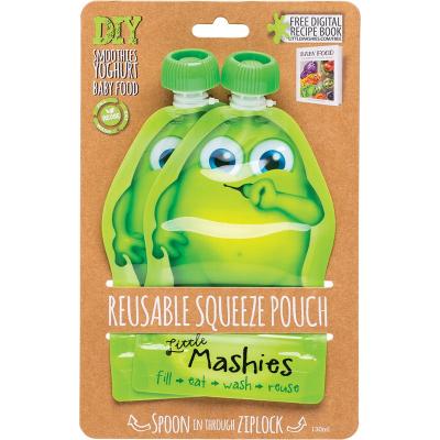 Little Mashies Reusable Squeeze Pouch Pack Of 2 - Green 2x130ml