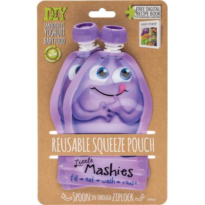 Little Mashies Reusable Squeeze Pouch Pack Of 2 - Purple 2x130ml