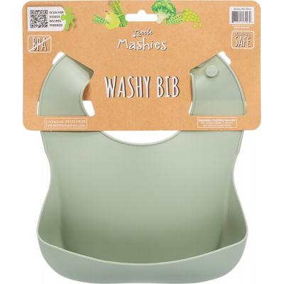 Little Mashies Silicone Washy Bib Olive 1