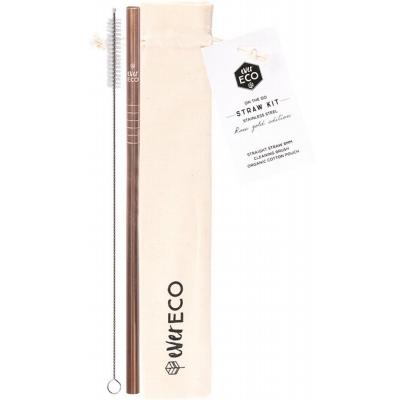 Ever Eco Stainless Steel Straw Kit - Straight Rose Gold 1