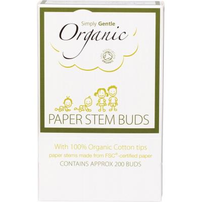 Simply Gentle Organic Paper Stem Buds 100% Organic Cotton Tips 200