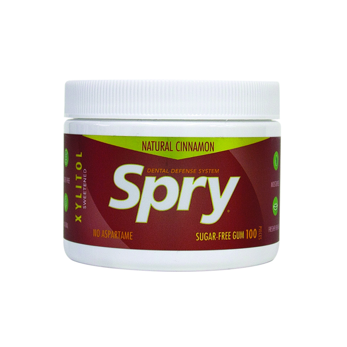 Spry Xylitol Chewing Gum Cinnamon 100 Pieces Tub
